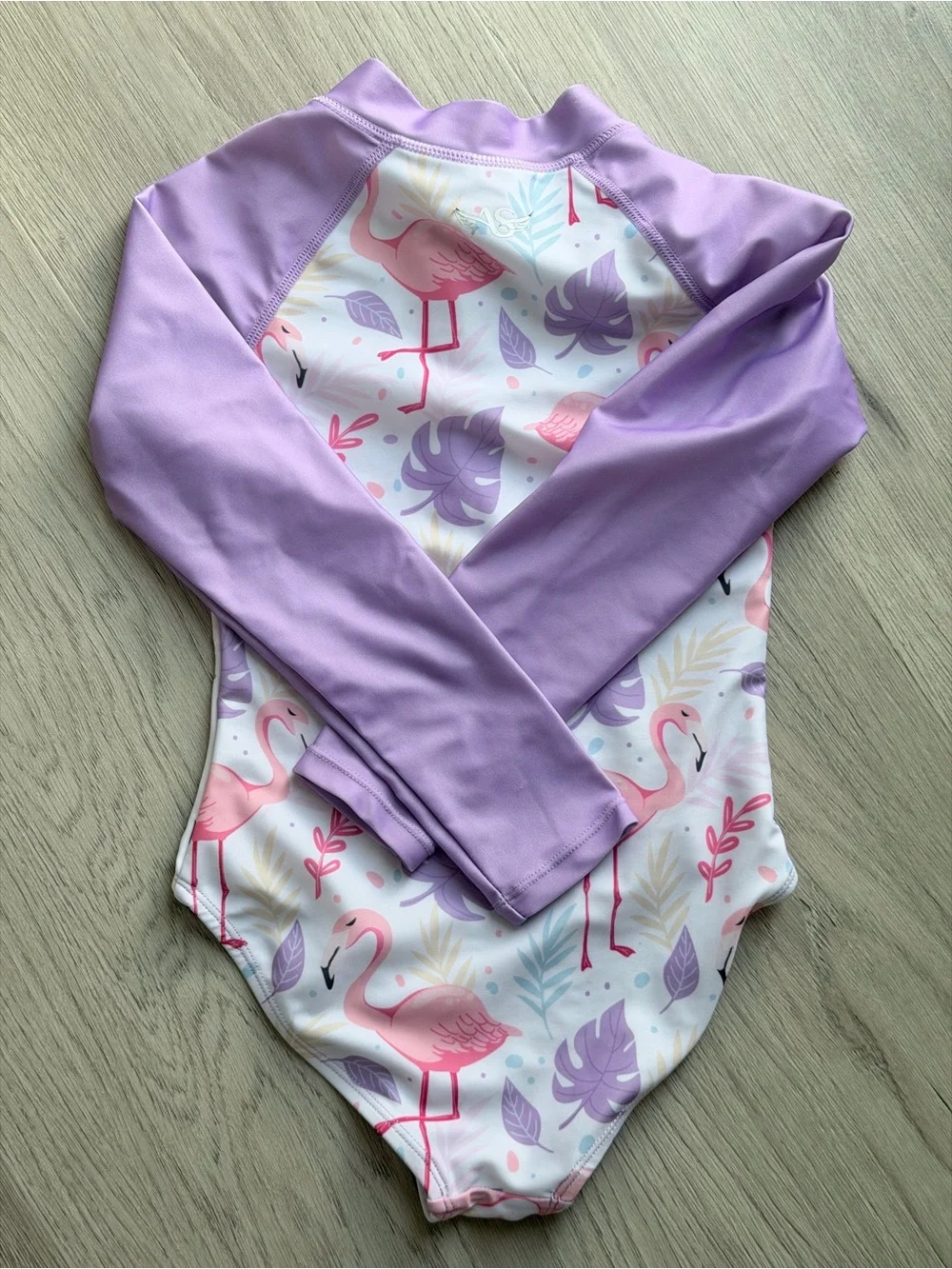 Kids Long Sleeve 50 SPF Rash Guard Swimsuit - Flamingoes (5/6)